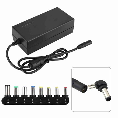 Universal Netzteil, Universal AC DC Netzteil Steckernetzteil 12V-24V Netzteil mit 8 Adapterstecker,Multifunktion Notebook Power 8 verschiedende Adapter für Reise Schwarz