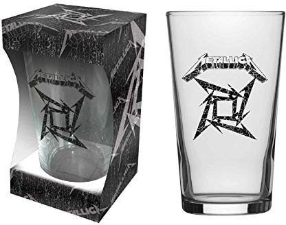 Metallica Pint Glass Schwarz Album Ninja Star Band Logo Nue offiziell Boxed One Size
