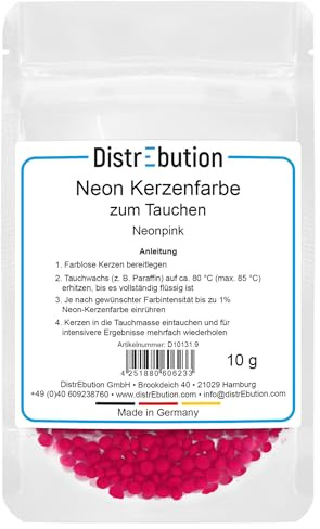 Kerzenfarbe Neon Pink hochkonzentriert 10g – zum Einfärben von Kerzentauchmasse, kräftige Farbtöne, Made in Germany