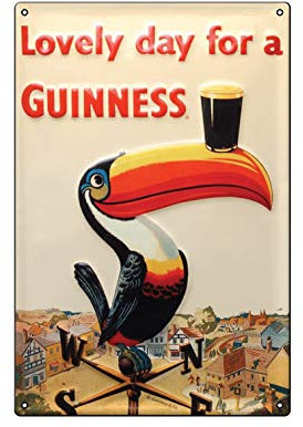 Boggevi Kells Lovely Day For A Guinness - Guinness Toucan Weathervane Metal Sign - Tin signs Metal Poster Gift 200mm x 300mm