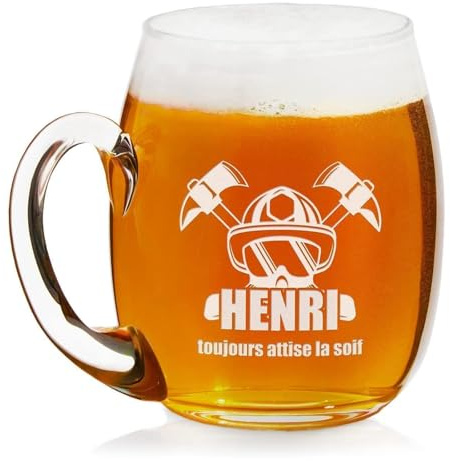 Maverton Chope à bière avec gravure, Verre personnalisé de 50 cl | Cadeau d’anniversaire pour homme, Cadeau pour amateurs de bière, Pour parents, Pompier