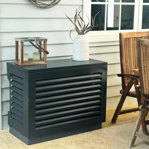 Airdeko Premium Mini Split AC Air Conditioner Cover for Outside Units - Decorative Metal Mini Split Condenser Cover - Rustproof, All-Season Outdoor Protection with Sleek Design - Secure & Durable (L)