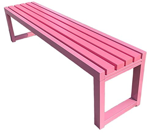 Gartenbank Metall 3 Sitzer Grau Parkbank Eisenbank Stahlrahmen, Sitzbank Belastbar Bis 500kg, Ruhebank Wetterfest (7 Farben)(Pink,1m)