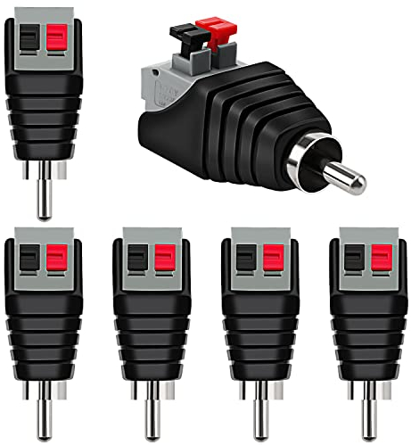 KUOQIY 6 Pièces RCA Male vers 2 Bornes à Femelle AV Audio Vidéo, RCA vers Haut-Parleur Adaptateur de Fil Subwoofer Haut-Parleur Phono pour Caméra de Surveillance
