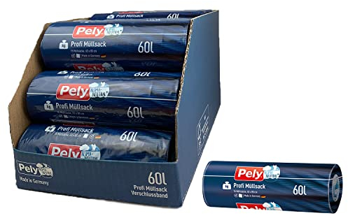 Pely Profi Müllsäcke 60 Liter, Vorteilspack 13 x 15 Stück, Vorteilspack, die sichere Entsorgung für Garten und Bauabfällen