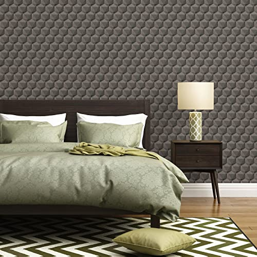 A.S. Création Grafik Tapete Grau Anthrazit Nara 387482 Tapete Hexagon Vliestapete 10,05 m x 0,53 m Made in Germany, Schwarz