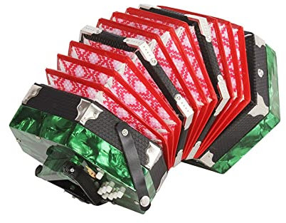 HDYNUZ Concertina Akkordeon 20 Knöpfe 40 Reed Akkordeon im Anglo-Stil mit Tragetasche für Kinder Kinder Anfänger (Color : Green)