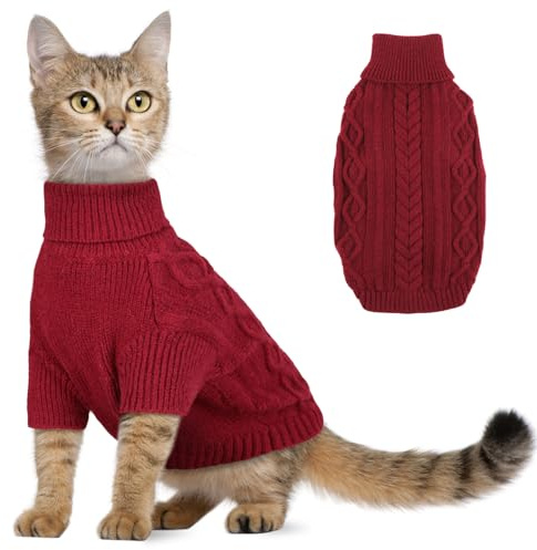Hjumarayan Hundepullover - Warme Weihnachtspullover Hund mit Beinen, Hundepullover Weihnachten Schöner Hunde Pullover mit Geschirrloch, Hundepulli für Kleine Mittelgroße Hunde (Rot S)