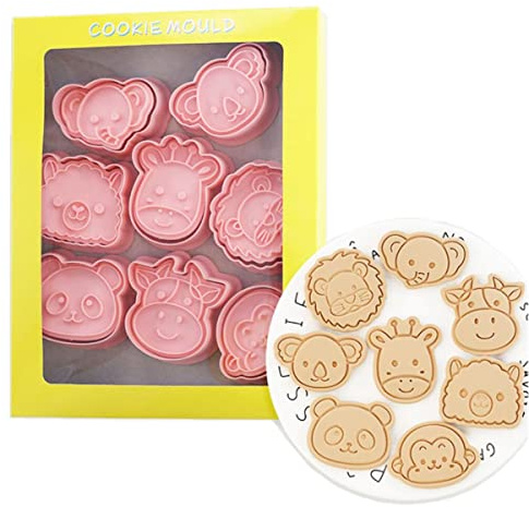8 Pieces Cute Animals Cookie Cutters Plastic Panda Cookie Stamps Animal Cookie Mould Press Koala Cookie Mould Set Baking Kitchen Tools (Animals B)