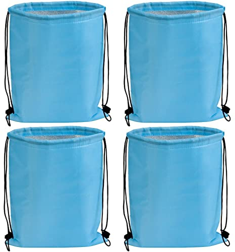 Preiswert&Gut 4 x Kühltasche für Arbeit, Schule und Ausflüge – Isoliertes Hauptfach, 32x42 cm, 210D Polyester, kompakt und leicht zu transportieren mit 2 Tragekordeln