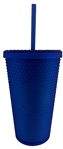 STARBUCKS Vasos brillantes de verano con tachuelas, color naranja o azul, edición de verano 2023, taza fría reutilizable (azul)