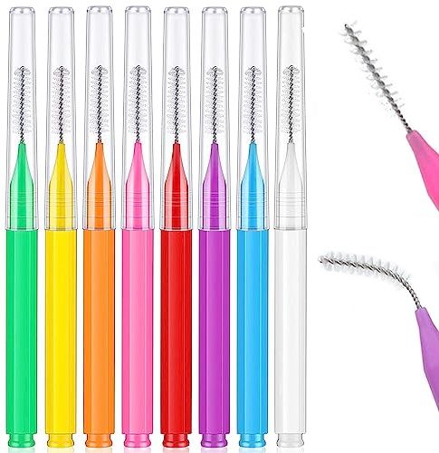 Cisixin 80 Pezzi Orale Spazzola per Igiene Dentale,Spazzolini Interdentali,Stuzzicadenti Detergenti con Filo Interdentale Kit di Strumenti per la Pulizia dei Denti, 8 Colori