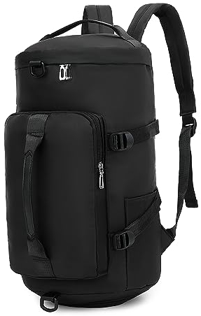 Sporttasche für Damen, wasserdichter Seesack, Sporttasche mit Schuhfach, Handgepäck-Rucksack, Tagesrucksack für Reisen, Yoga, Camping, Schwarz, Sport