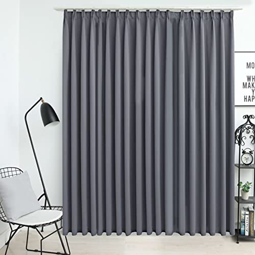 Camerina Verdunkelungsvorhang mit Haken Grau 290 x 245 cm Schallschutzvorhang VorhäNge Blickdicht Schiene