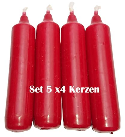 apog Versand 5er Pack Adventskerzen antikrot/dunkelrot ca. 23 x 105 mm (5 x 4 Stück) Weihnachtskerzen, Christbaumkerzen, Pyramidenkerzen, Baumkerzen, Kerzen