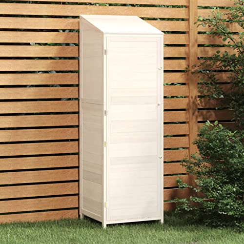 Camerina Geräteschuppen Weiß 55x52x174,5 cm Massivholz Tanne GeräTeschuppen Outdoor Storage Shed