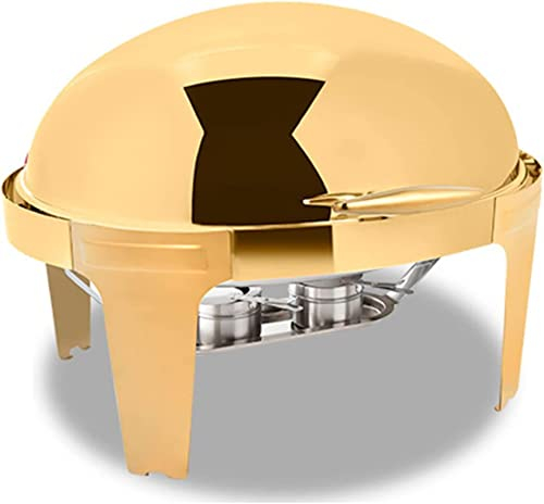 9L Roll Top Chafing Dish - Elegant Buffet Server Set for Weddings & Parties - Full Size with Food Pan & Fuel Holder - Egg Shape Design - Ideal for Banquets
