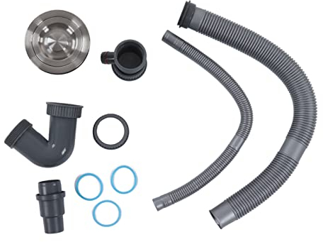 Sink Drainpipe Kitchen Sink Strainer Drain Hose Single Sink Drain Set Flexible Drain Kit Kitchen Drain Fittings Replacement Parts PVC Water Heaters