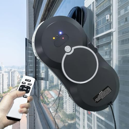 Robot limpiacristales eléctrico, Aspirador de Ventanas con protección contra Cortes de energía y Cuerda de Seguridad Pulverizador de Agua automático de succión 2800Pa, Limpiacrista