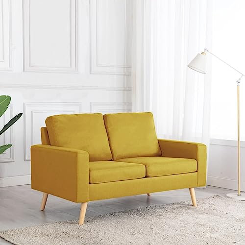 Willood 2-Sitzer-Sofa Gelb Stoff Zweisitzer Loungesofa Stoffsofa Polstersofa Sitzmöbel Polstermöbel Designsofa Wohnzimmersofa Holzrahmen