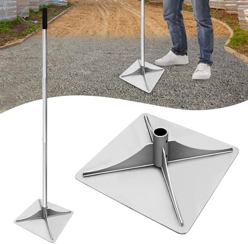 Herramienta de manipulación de acero resistente, 12 x 12 pulgadas, herramienta de manipulación manual de tierra, 48 pulgadas de largo mango de jardín con agarre de goma (estilo 1)
