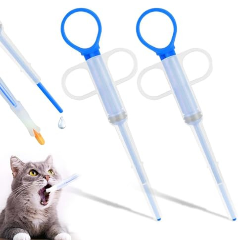 Gurfzcyuoo 2 Pieces Cat Pill Dispenser for Small Cats Dogs, Pill Gun Dispenser Shooter Soft Tip Tablet Syringe Pusher Animal Medicine Feeder Reusable Pet Pill Dispenser for Feeding Accessories (Blue)