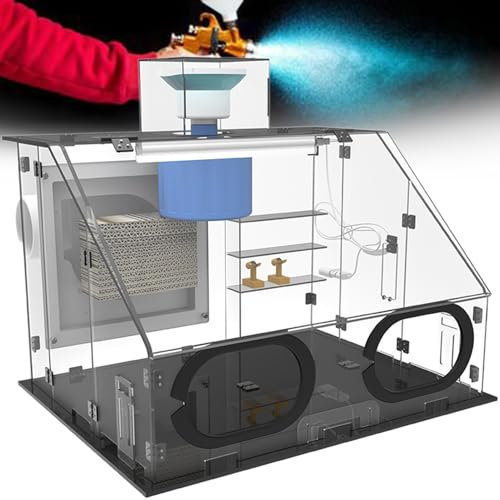 ExoticaBlend Airbrush Kabine Absauganlage Klappbare Lackierkabine mit LED-Beleuchtung 1,5m Entlüftungsschlauch für Malerei Modellbau Lackierarbeiten Handwerk DIY,50 * 43 * 36cm