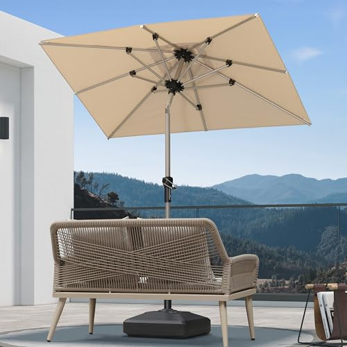 PURPLE LEAF Parasol Rectangulaire Inclinable 1,2 x 1,8 m Aluminium Beige | Parasol balcon, Coloris champagne raffiné, Réglage facile de l'inclinaison, Résistant et durable, Résistant à la décoloration