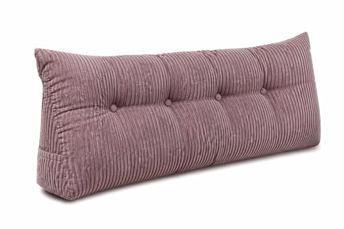 chilly pilley® Stützkissen Cord Rückenkissen Lesekissen Bettkissen Wandkissen Keilkissen Bettstützkissen viele Farben, 100x50x20 (Puder Violett)