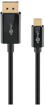 goobay Câble USB C vers DisplayPort - Connecteurs plaqués or - Résolutions Ultra HD jusqu'à 4 K @ 60 Hz de type C Thunderbolt 3/4 vers DP - Compatible avec Mac Book, iPhone, Surface / 2 m / 75705