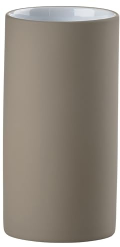Zone Denmark Solo tandborstmugg, mugg för tandborstar i porslin med soft touch-yta, badrumstillbehör i skandinavisk design, höjd 12,2 cm, diameter 6 cm, Taupe
