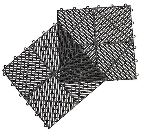 FELTECHELECTR 2pcs Interlocking Drainage Floor Mats Non-slip Modular Splicing Waterproof Rubber Stall Mats for Car Wash and Shower Pool Use