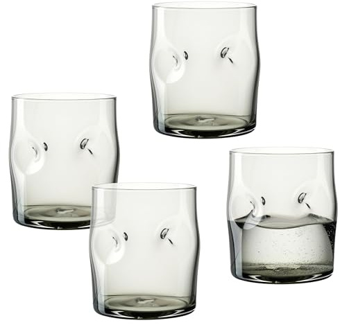 LEONARDO HOME VESUVIO Trinkglas • 4 Stück • 4 Farbgläser • Blaseneinschlüsse • Strukturoptik • Charakterstark • Getränkeglas • Wasserbecher • Softdrinks • Spülmaschinengeeignet • 300 ml • 077374