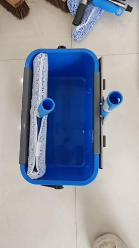 Mitclear Professional Window Cleaning Equipment - Window Cleaner Bucket (3Gal/12L), Silicone Squeegee(14IN), Microfiber Scrubber, Cloth, All-in-one Window Cleaning Kit, Commercial & Household Use