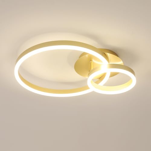 Osairous LED Deckenleuchte, 42W 4725LM Deckenlampe Schlafzimmer Modern, 50CM LED Lampe Wohnzimmer für Schlafzimmer Küche Flur, 4500K Neutral Licht, Golden