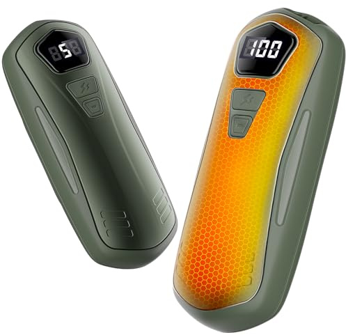 Handwärmer Elektrisch 2er Set,Taschenwärmer Wiederverwendbar mit 6000mAh,5 Heizmodi,Tragbarer USB Handwärmer Aufladbar,Hand Warmers Outdoor Camping Heizung Geschenk für Frauen Männer