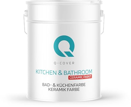 Q-COVER BAD-& KÜCHENFARBE | Schneeweiß | 10 L | Für Wände – robust, schmutzabweisend, tiefmatt