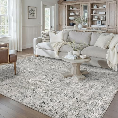 PureCozy Grau Teppich Wohnzimmer 160x230 Schlafzimmer Teppiche Waschbarer rutschfest Boho Abstrakt Carpet Wohnzimmerteppich Esszimmer Büroteppich Groß Kurzflor Weich Carpets