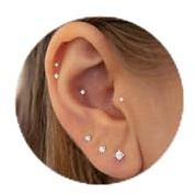 LunarCharm 12 Stück Winzige CZ-Ohrstecker, Ohrringe mit flacher Rückseite, Gewindelose Knorpel-Tragus-Piercing, Conch-Ohrstecker, Nasen-Helix-Ohrstecker