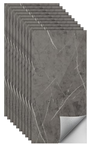 Monucep Lot de 20 panneaux muraux aspect marbre 60 x 30 cm, panneau arrière de cuisine en PET autocollant, revêtement mural aspect marbre pour cuisine et salle de bain, panneau arrière de cuisine