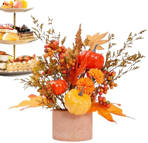 Décorations de Bureau d'Automne | Petites Citrouilles Feuilles Décor de Table Halloween - Centre de Table Automne Décoration Thanksgiving pour Étagère Cheminée Extérieur Ferme Chambre Saison