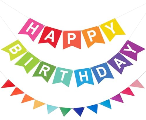 Happy Birthday Girlande, Wimpelkette, Wiederverwendbare Banner Geburtstagspartys, Geburtstagsdeko, für Erwachsene und Kinder Geburtstag Party Dekoration