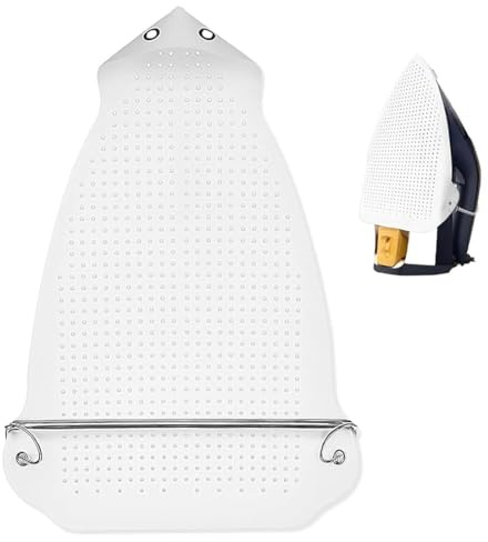 YUVKIN 1 PCS Piastra Protettiva per Ferro da Stiro, Accessorio per Stiratura a Vapore, Protezione per Tessuti, Copertura per Ferro da Stiro, Protezione per Suola del Ferro (24,5 x 15,7 cm, Bianco)