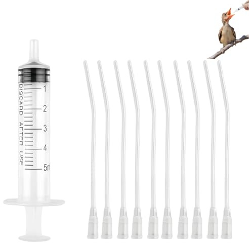 Zhenghebuy 10 Pcs Bébé Oiseau D' Alimentation,Dont 1 Seringue de 5 ML,Bébé Oiseau Seringue pour Alimentation,Accessoires pour Pigeons pour Tortue,Colombe,Convient aux Pivoines,Perruches