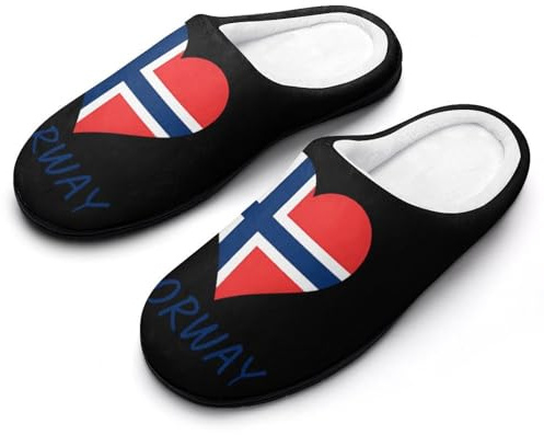 Norway Norwegian Heart Flag Men's Cotton Slipper House Warm Shoes Adult Slip On Soft Memory Foam for Indoor Outdoor