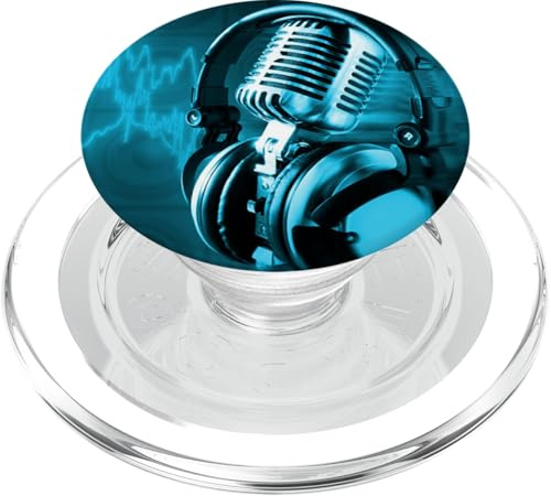 Microphone Radio Pop Socket Blue Music Headphones PopSockets PopGrip for MagSafe