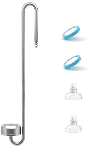 LINLAN 35 cm Difusor de CO₂ de Acero Inoxidable 304, Atomizador Mate Esmerilado (Moldeado Monopieza), Equipado Ventosa de Silicona + Disco de Repuesto, Adecuado para Acuarios Plantados Sin Borde