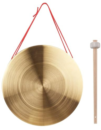 Ainoli Platillos de gong de mano de 15 cm, instrumentos de percusión de ópera de capilla de cobre y latón con martillo de juego redondo