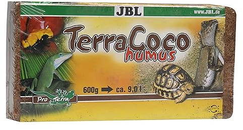 JBL TerraCoco Humus 71026 Bodengrund für alle Terrarientypen Kokoschips komprimiert Torfartig, 600 g, 9 l