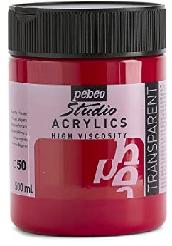 Pébéo - Acrilico Fine Studio Acrilici - Fondo Acrilico Magenta Rosso - Fondo Acrilico Magenta Paint Primer 500 ml